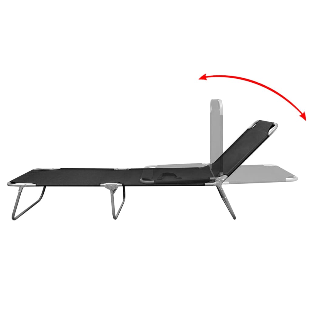 vidaXL Șezlong pliabil, negru, oțel vopsit electrostatic