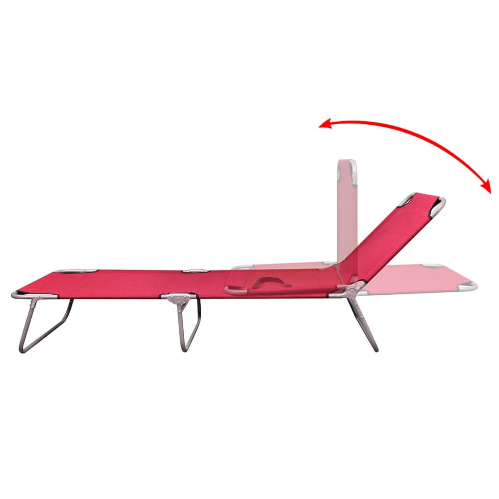 vidaXL Șezlong pliabil, roșu, oțel vopsit electrostatic vidaXL Șezlong pliabil, roșu, oțel vopsit electrostatic