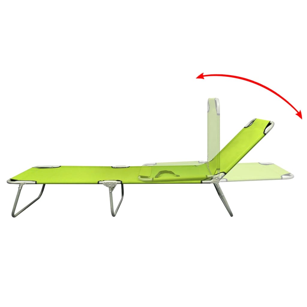 vidaXL Șezlong pliabil, verde măr, oțel vopsit electrostatic vidaXL Șezlong pliabil, verde măr, oțel vopsit electrostatic