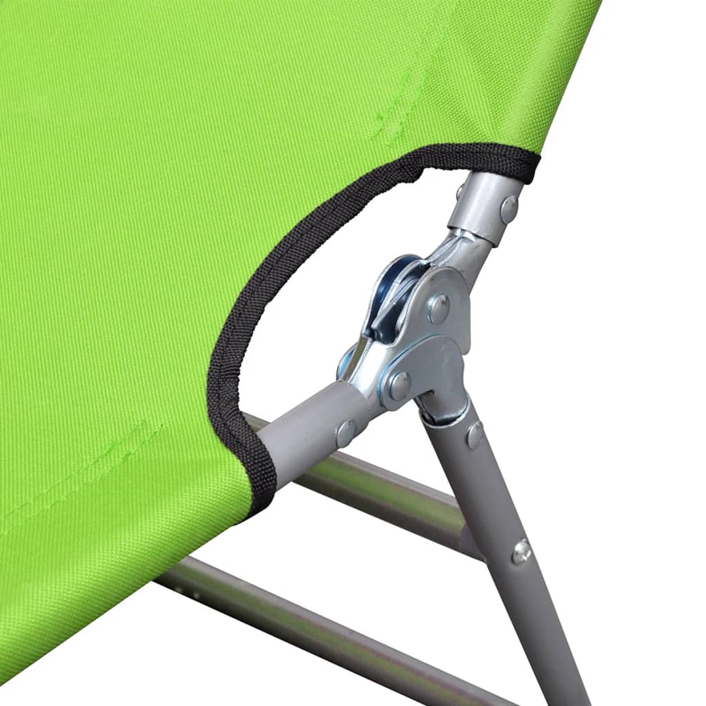 vidaXL Șezlong pliabil, verde măr, oțel vopsit electrostatic vidaXL Șezlong pliabil, verde măr, oțel vopsit electrostatic