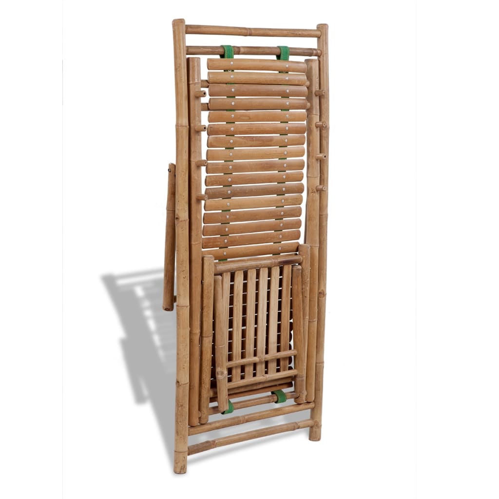 vidaXL Scaun pliabil de exterior, cu taburet, bambus vidaXL Scaun pliabil de exterior, cu taburet, bambus