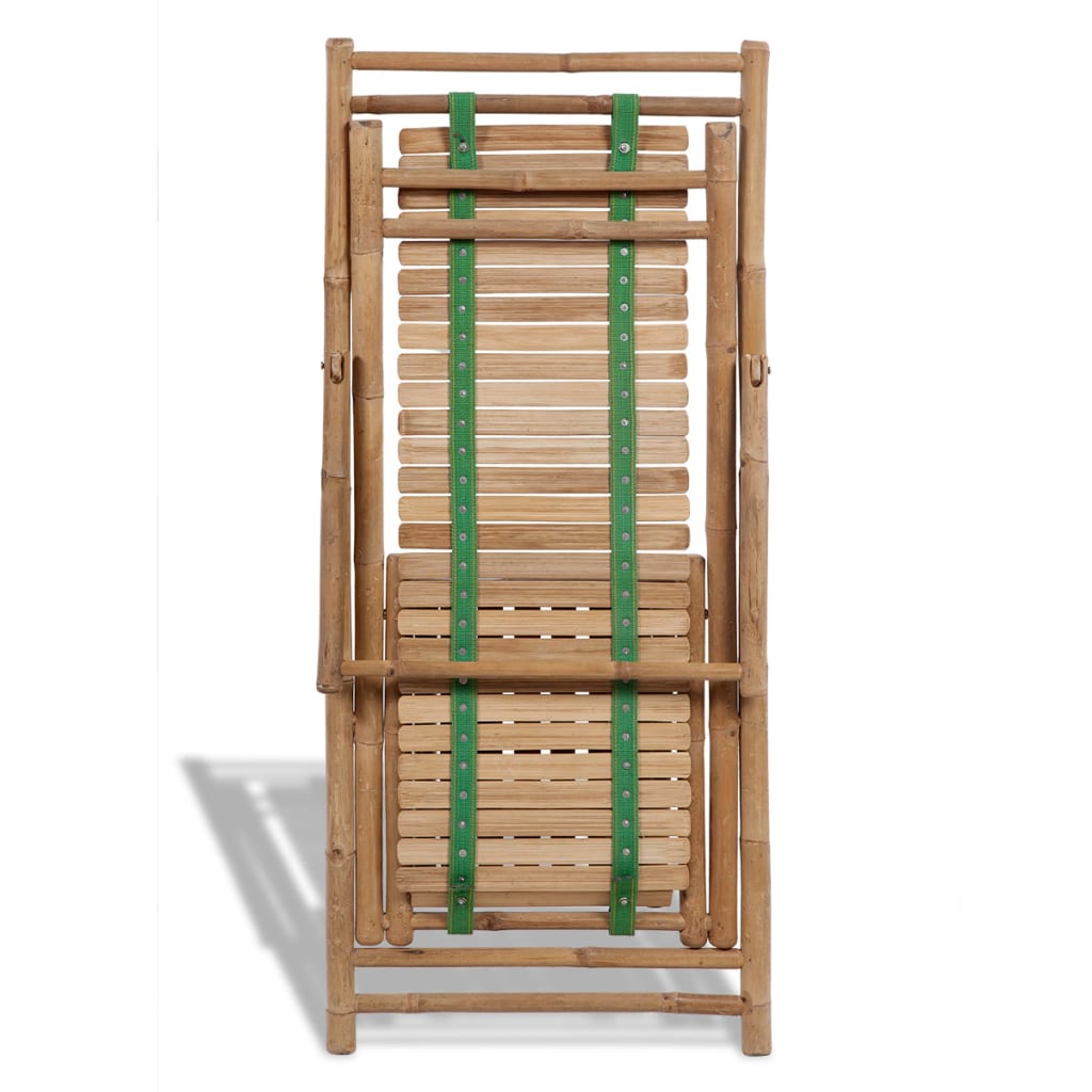 vidaXL Scaun pliabil de exterior, cu taburet, bambus vidaXL Scaun pliabil de exterior, cu taburet, bambus