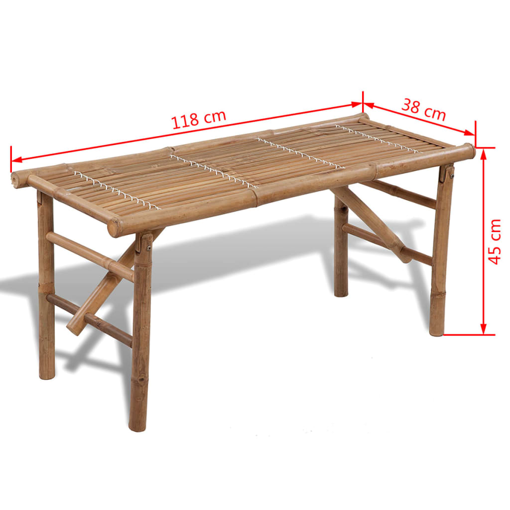 vidaXL Bancă de grădină pliabilă, 118 cm, bambus
