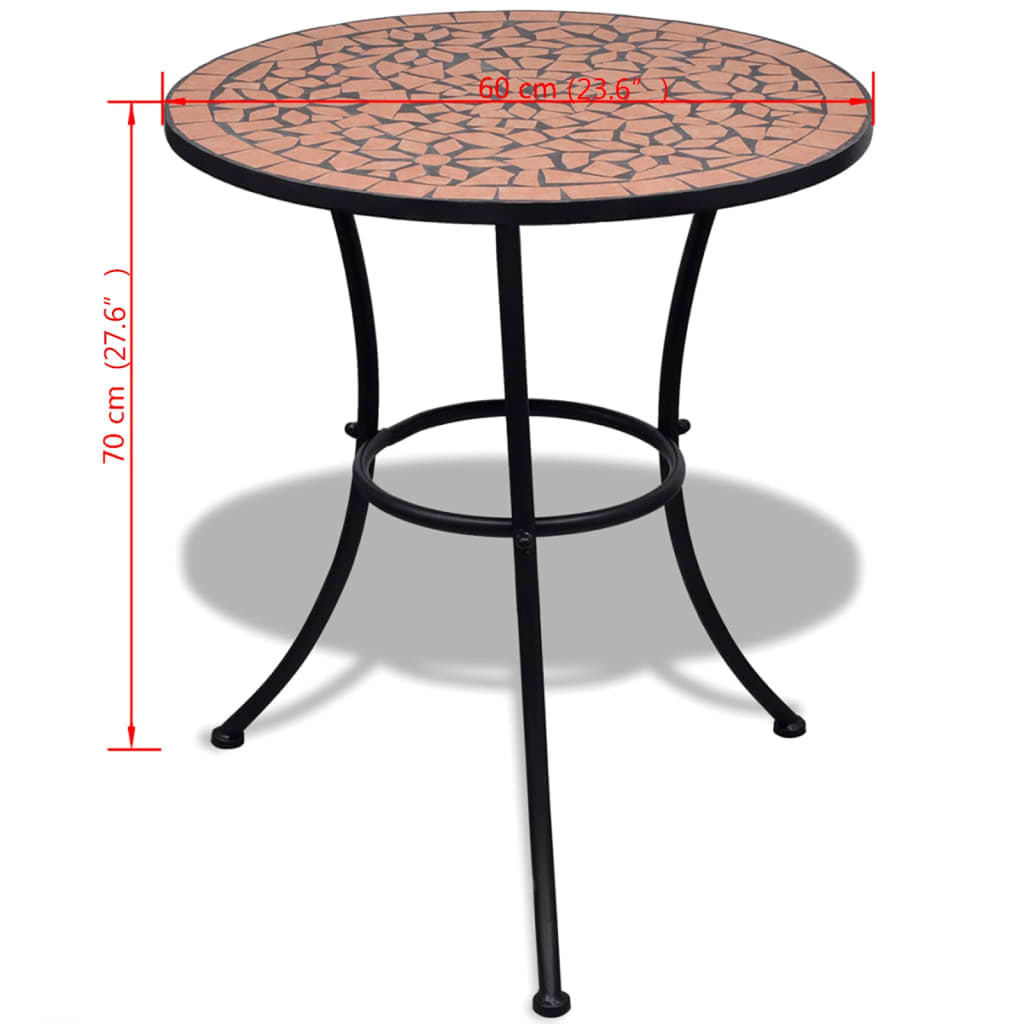 vidaXL Masă de bistro, cărămiziu, 60 cm, mozaic