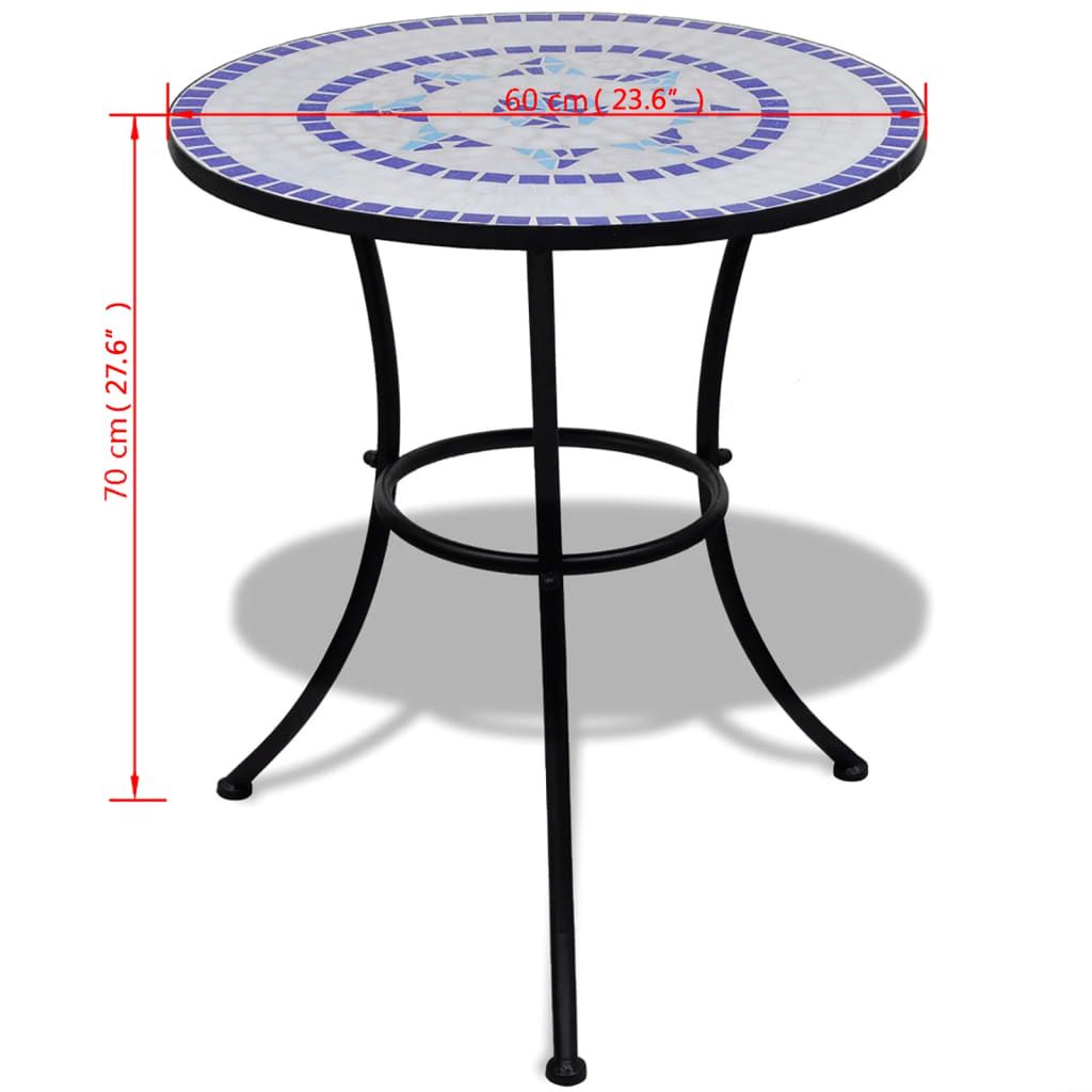 vidaXL Masă de bistro, albastru și alb, 60 cm, mozaic vidaXL Masă de bistro, albastru și alb, 60 cm, mozaic