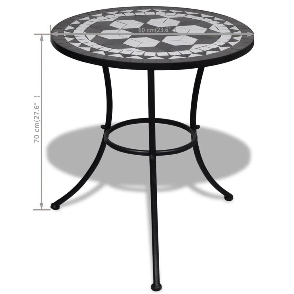 vidaXL Masă de bistro, alb și negru, 60 cm, mozaic vidaXL Masă de bistro, alb și negru, 60 cm, mozaic