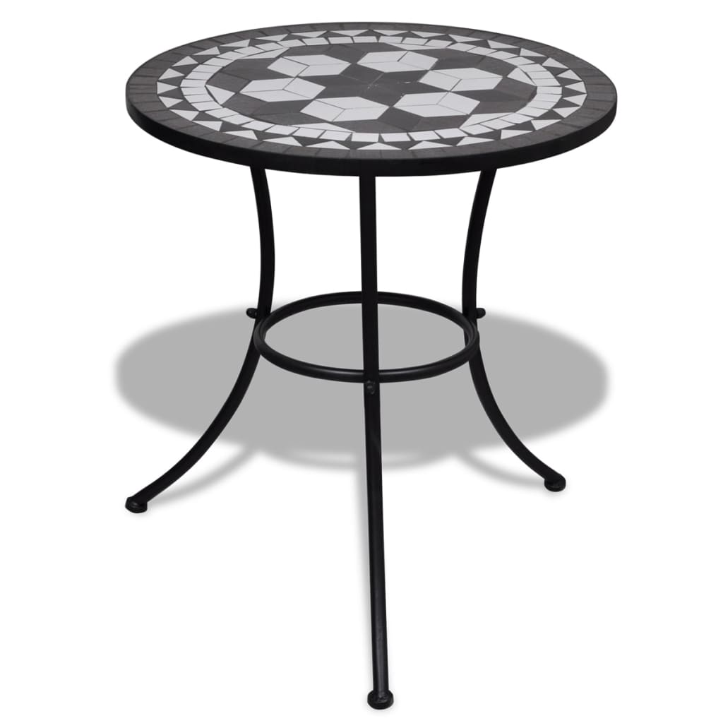 vidaXL Masă de bistro, alb și negru, 60 cm, mozaic vidaXL Masă de bistro, alb și negru, 60 cm, mozaic