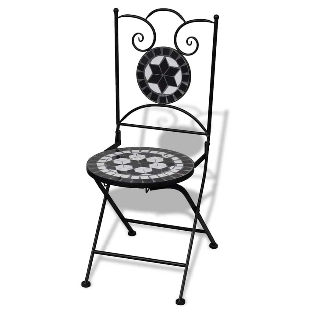 vidaXL Scaune bistro pliante, 2 buc., negru și alb, ceramică vidaXL Scaune bistro pliante, 2 buc., negru și alb, ceramică