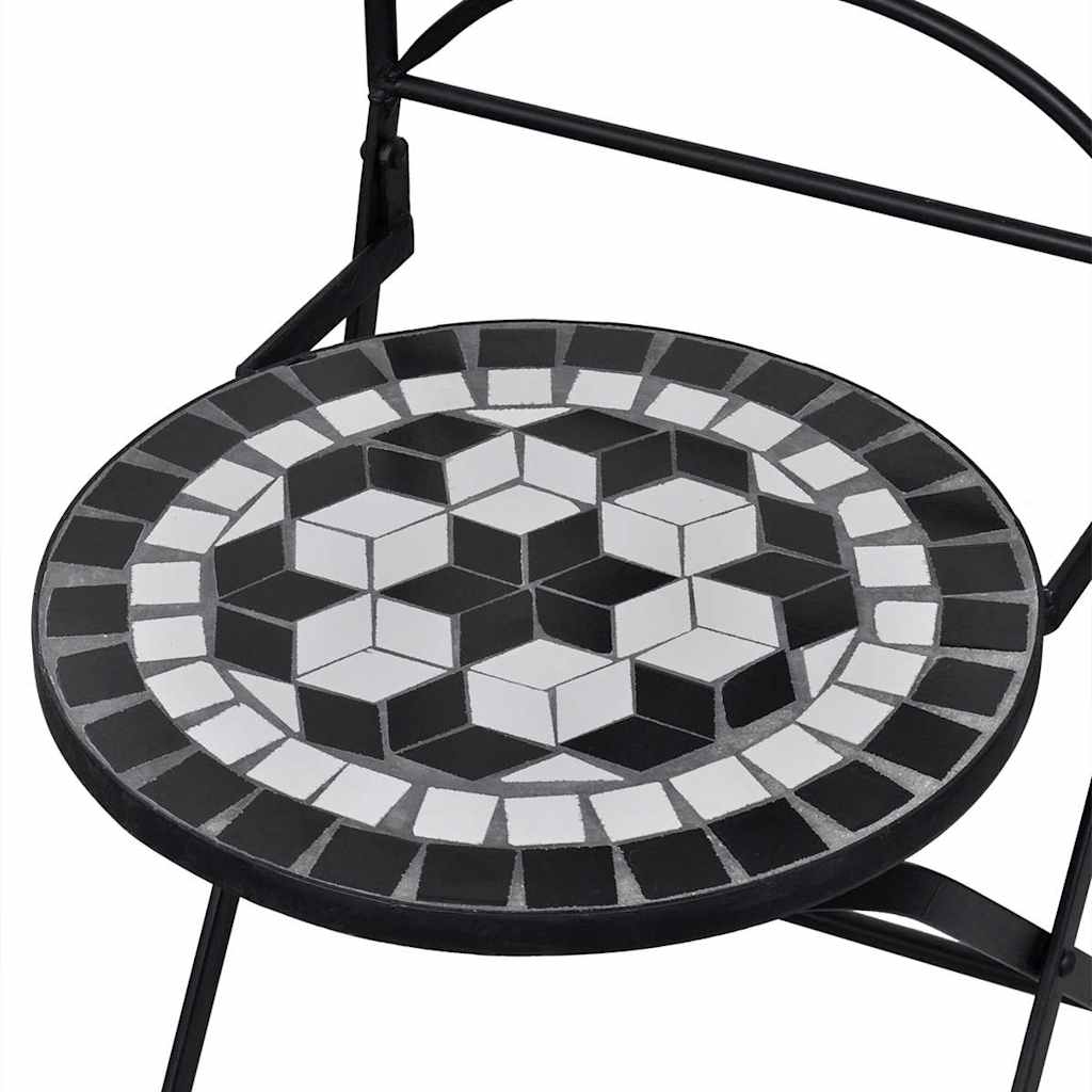 vidaXL Scaune bistro pliante, 2 buc., negru și alb, ceramică vidaXL Scaune bistro pliante, 2 buc., negru și alb, ceramică