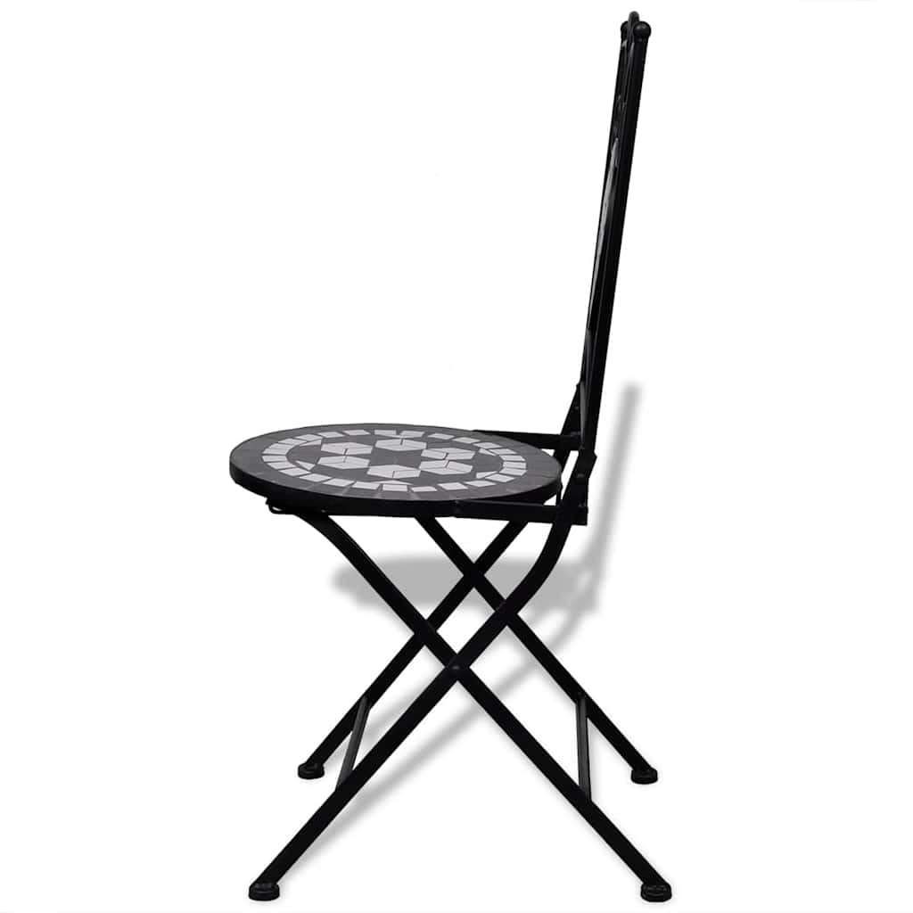 vidaXL Scaune bistro pliante, 2 buc., negru și alb, ceramică vidaXL Scaune bistro pliante, 2 buc., negru și alb, ceramică