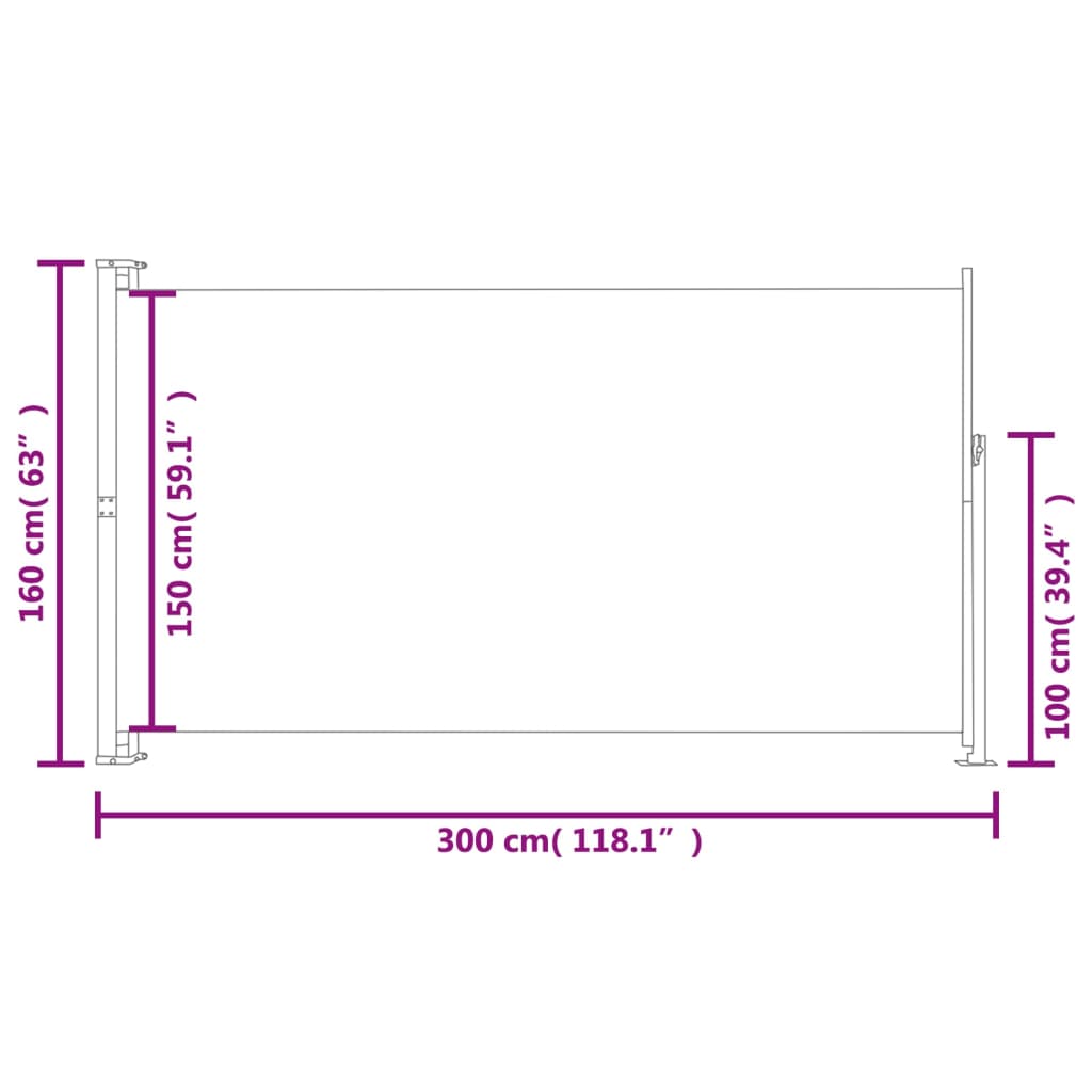 vidaXL Copertină laterală retractabilă de terasă, gri, 160x300 cm vidaXL Copertină laterală retractabilă de terasă, gri, 160x300 cm