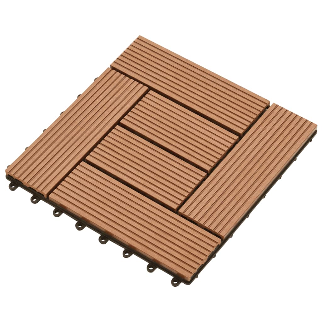 Set de 11 bucăți de plăci 30 x 30 cm din WPC 1 mp, maro