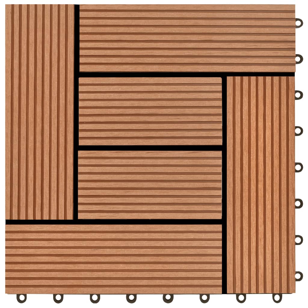 Set de 11 bucăți de plăci 30 x 30 cm din WPC 1 mp, maro
