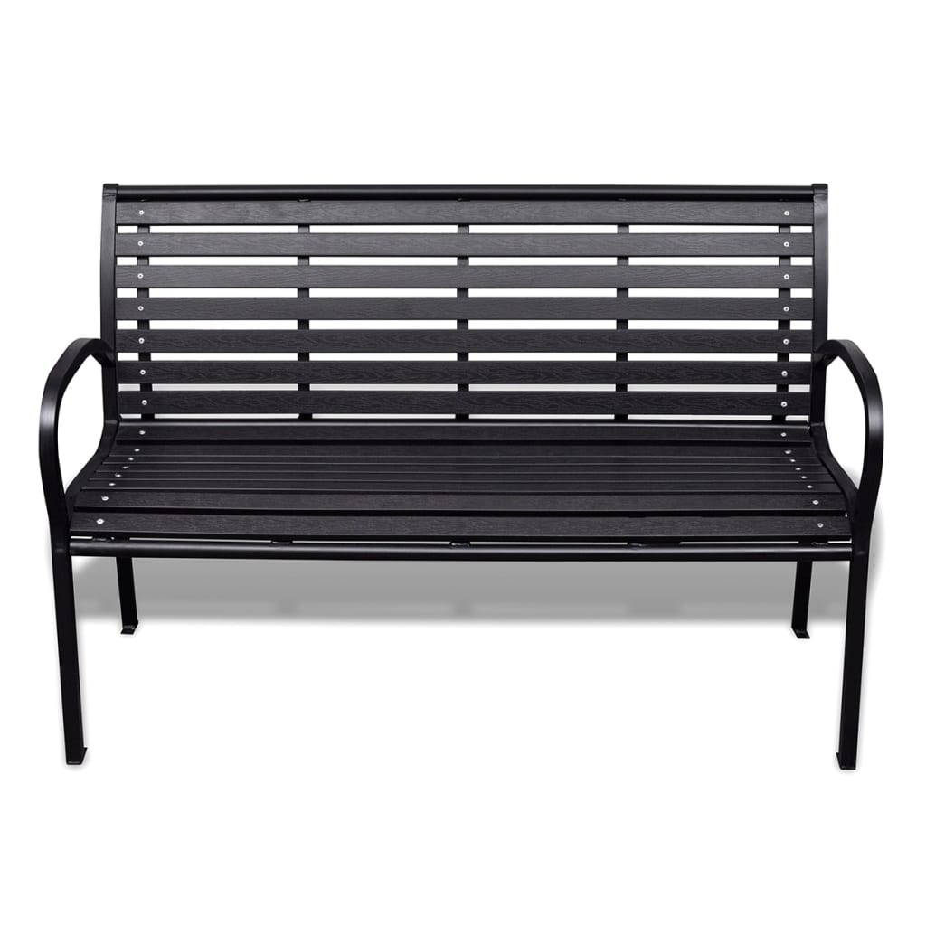 vidaXL Bancă de grădină, negru, 125 cm, oțel și WPC vidaXL Bancă de grădină, negru, 125 cm, oțel și WPC