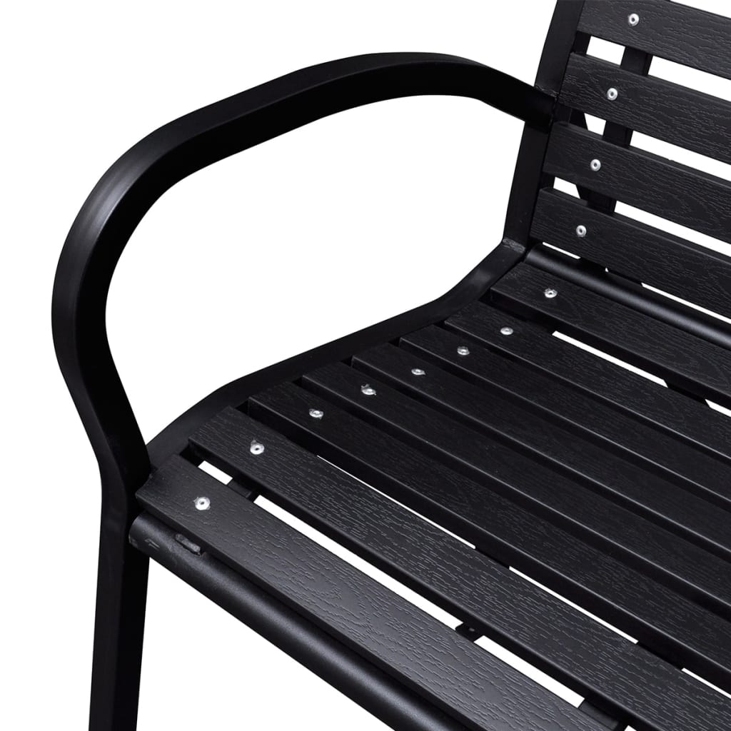 vidaXL Bancă de grădină, negru, 125 cm, oțel și WPC vidaXL Bancă de grădină, negru, 125 cm, oțel și WPC