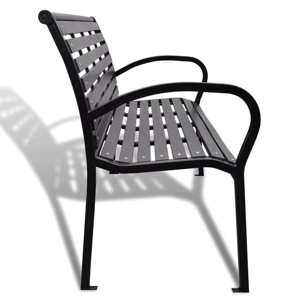 vidaXL Bancă de grădină, negru, 125 cm, oțel și WPC vidaXL Bancă de grădină, negru, 125 cm, oțel și WPC