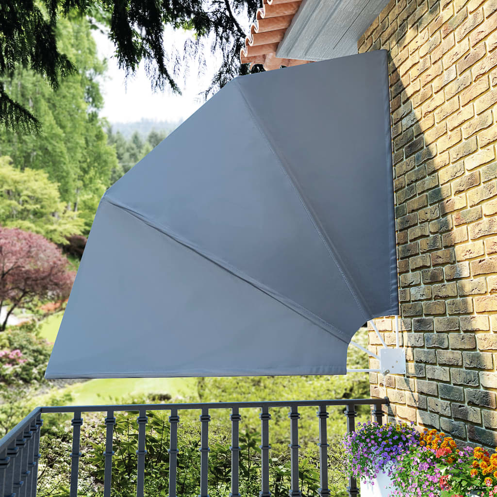vidaXL Copertină laterală pliabilă de balcon, gri, 210x210 cm vidaXL Copertină laterală pliabilă de balcon, gri, 210x210 cm