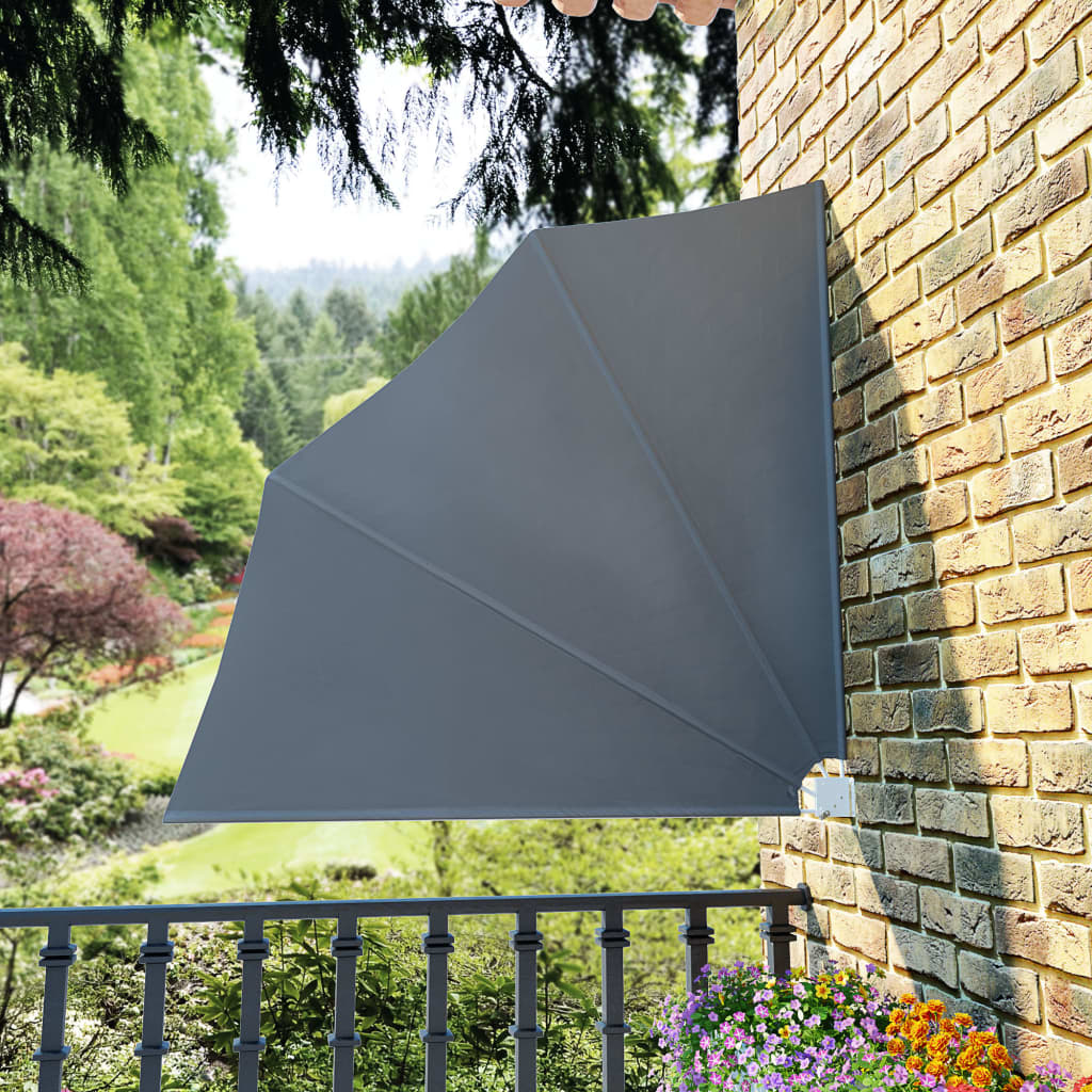 vidaXL Copertină laterală pliabilă de balcon, gri, 140x140 cm vidaXL Copertină laterală pliabilă de balcon, gri, 140x140 cm