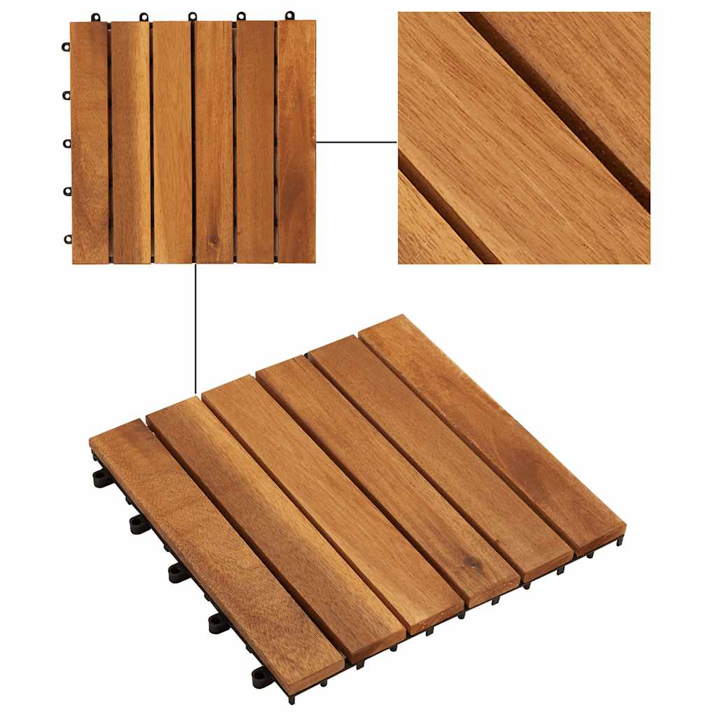 Set de 10 plăci din acacia 30 x 30 cm, model vertical