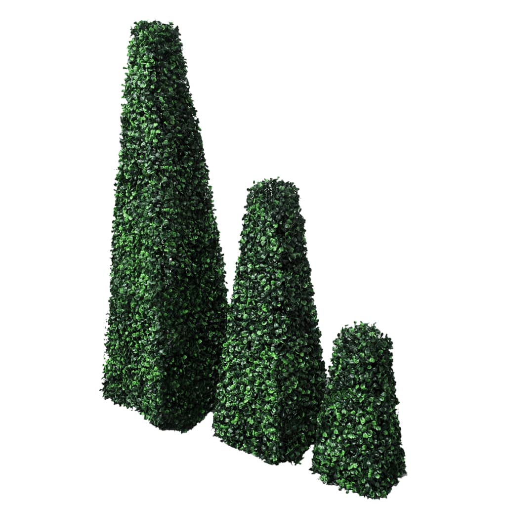 Set arbuști ornamentali artificiali piramidă pe tulpină, 3 buc. Set arbuști ornamentali artificiali piramidă pe tulpină, 3 buc.