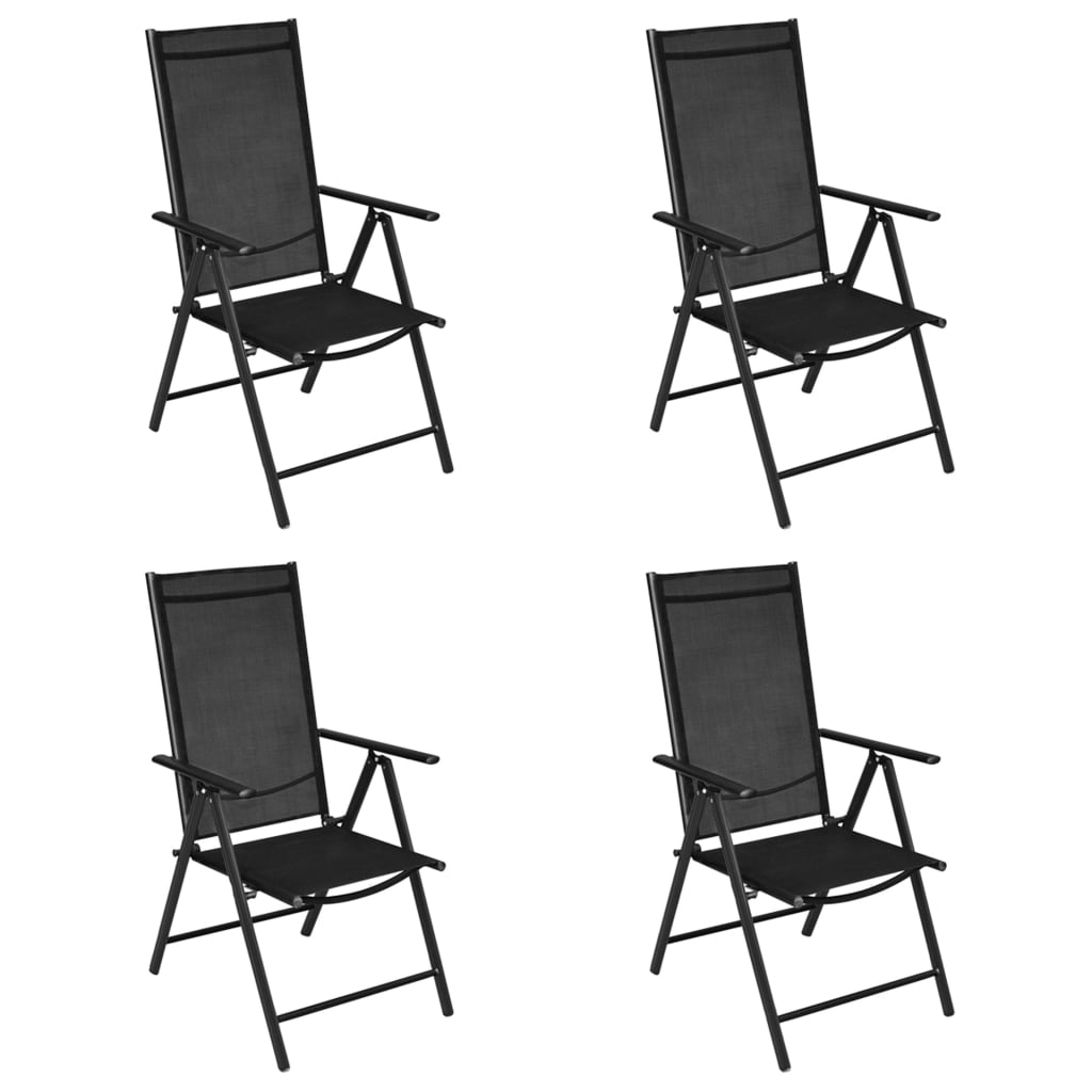 vidaXL Scaune pliante de grădină, 4 buc., negru, aluminiu și textilenă vidaXL Scaune pliante de grădină, 4 buc., negru, aluminiu și textilenă