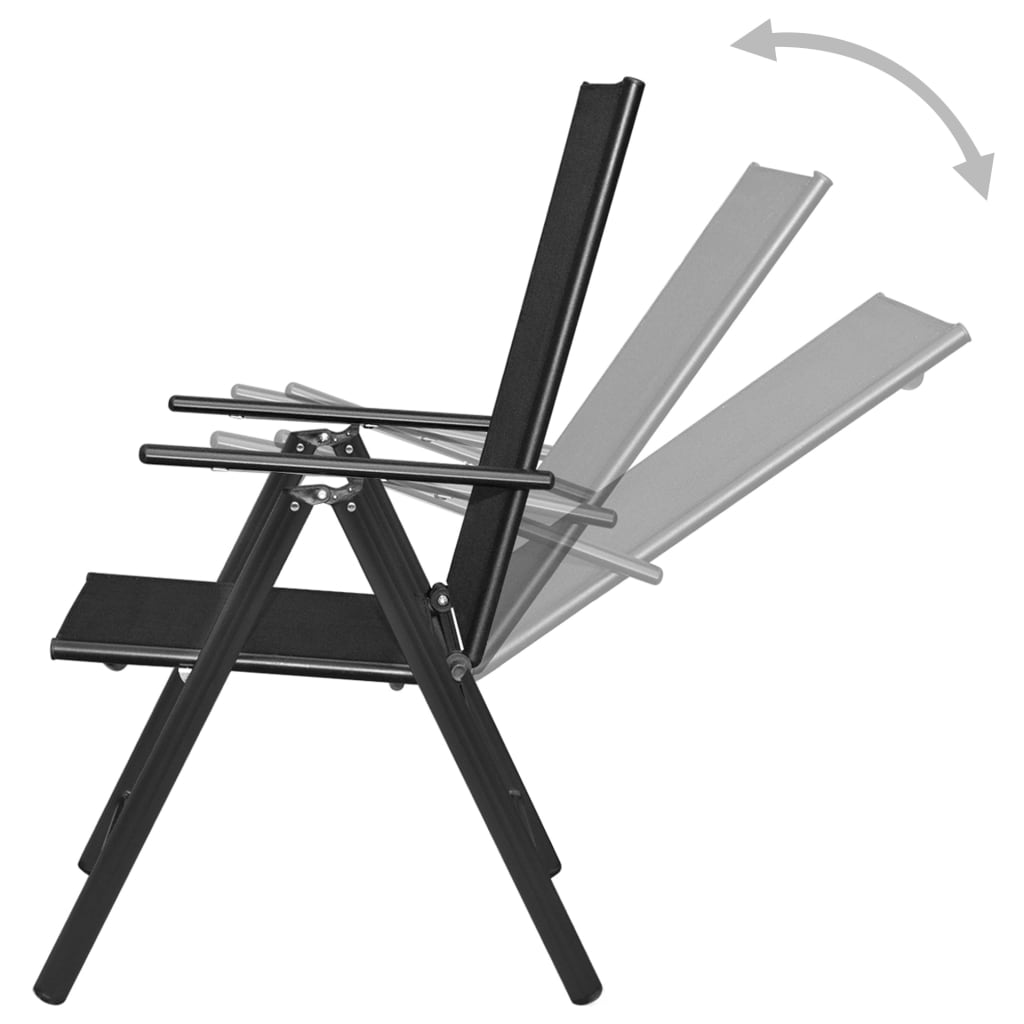 vidaXL Scaune pliante de grădină, 4 buc., negru, aluminiu și textilenă vidaXL Scaune pliante de grădină, 4 buc., negru, aluminiu și textilenă