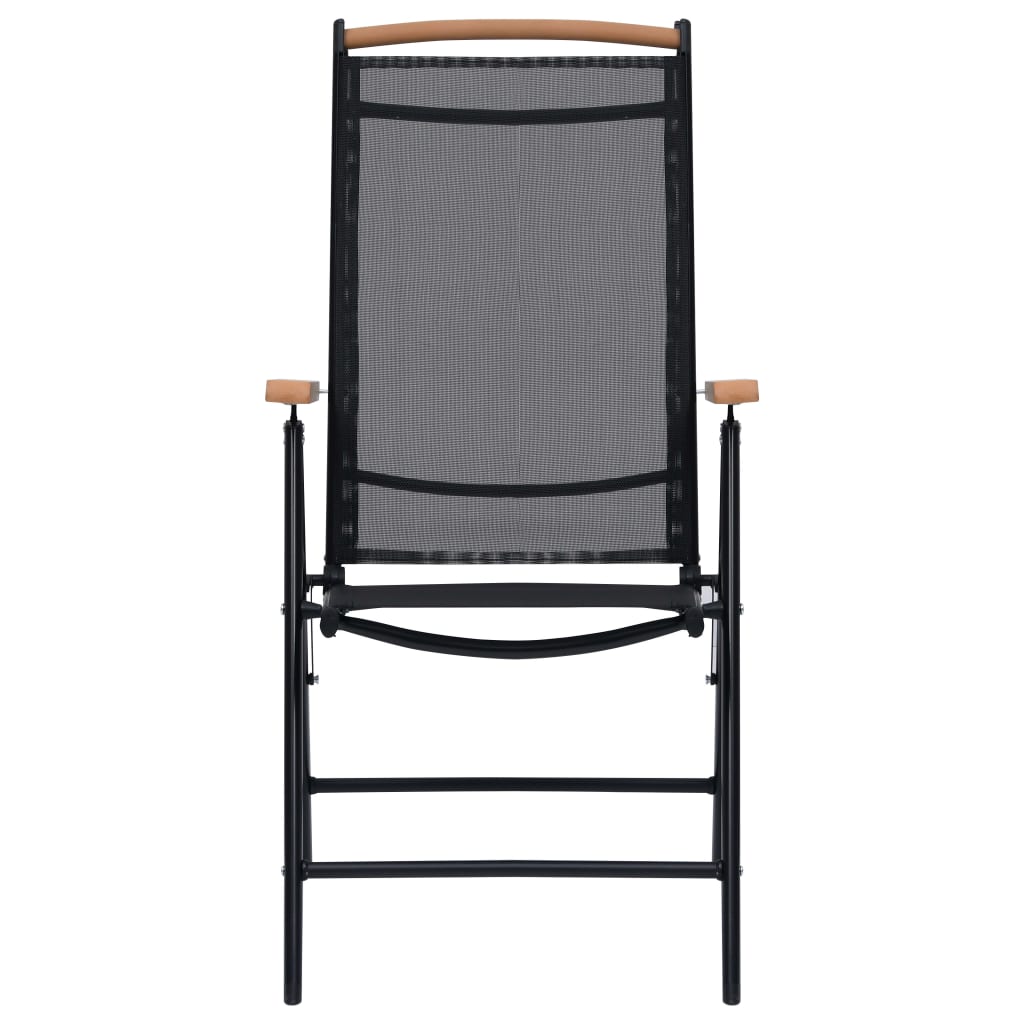 vidaXL Scaune pliante de grădină, 2 buc., negru, aluminiu și textilenă vidaXL Scaune pliante de grădină, 2 buc., negru, aluminiu și textilenă