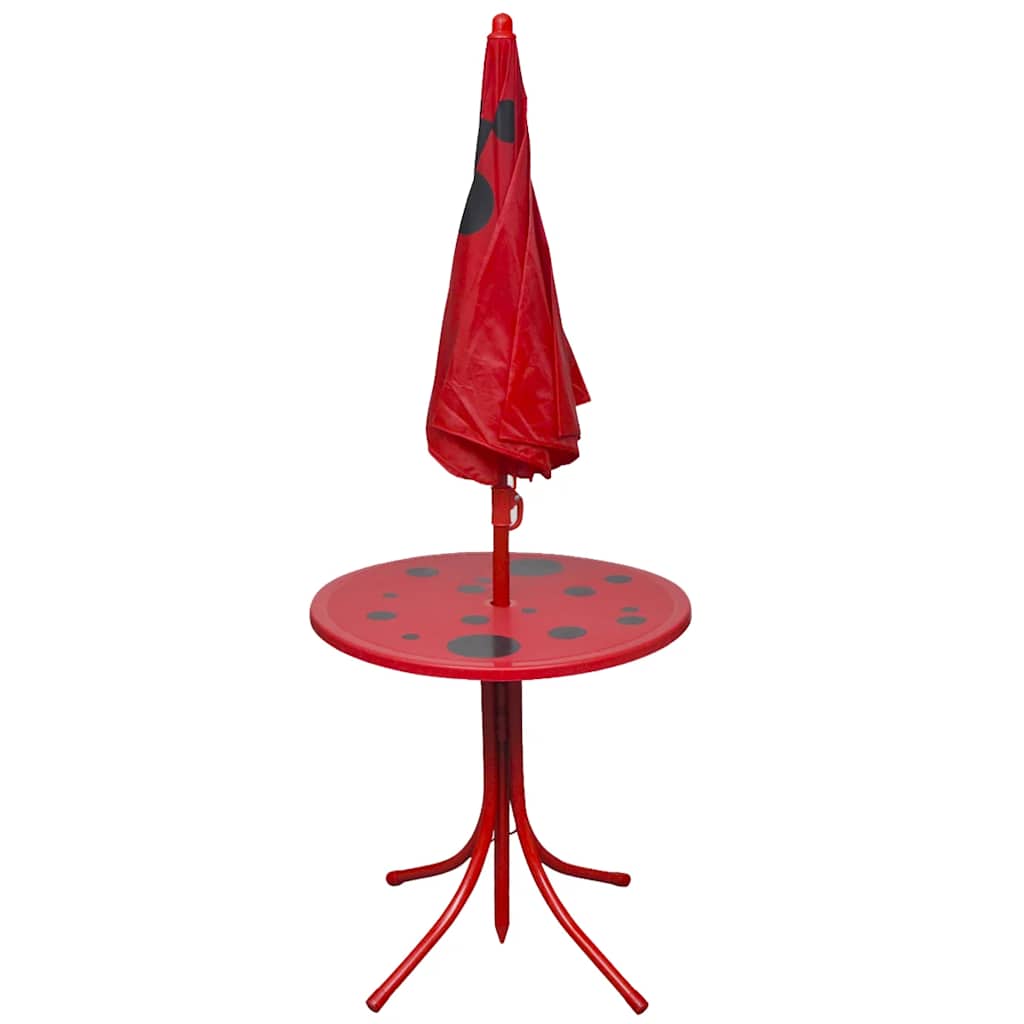 vidaXL Set bistro pentru copii de grădină, cu umbrelă, 3 piese, roșu vidaXL Set bistro pentru copii de grădină, cu umbrelă, 3 piese, roșu