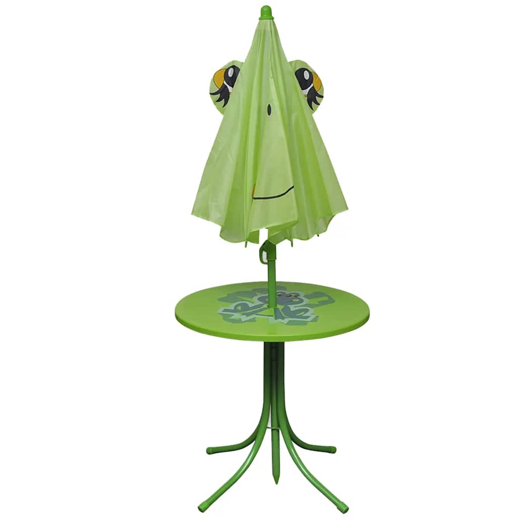 vidaXL Set bistro pentru copii de grădină, cu umbrelă, 3 piese, verde vidaXL Set bistro pentru copii de grădină, cu umbrelă, 3 piese, verde