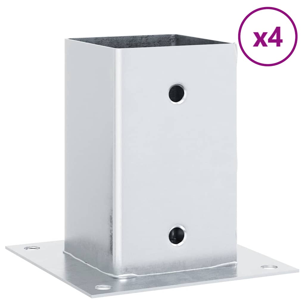 vidaXL Baze stâlp pătrate 4 buc Argintiu 91x91 mm Oțel galvanizat vidaXL Baze stâlp pătrate 4 buc Argintiu 91x91 mm Oțel galvanizat