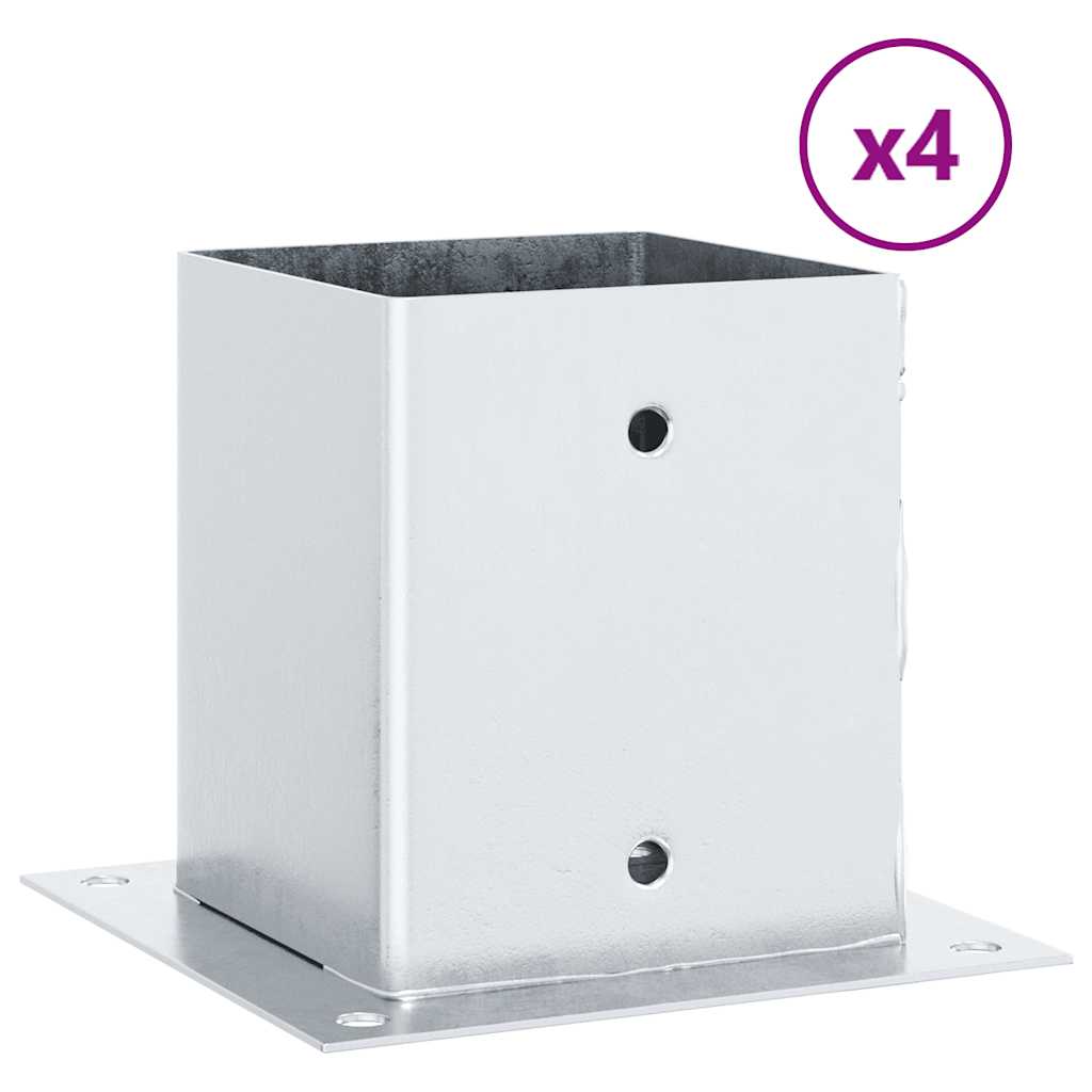 vidaXL Baze stâlp pătrate 4 buc Argintiu 101x101 mm Oțel galvanizat vidaXL Baze stâlp pătrate 4 buc Argintiu 101x101 mm Oțel galvanizat