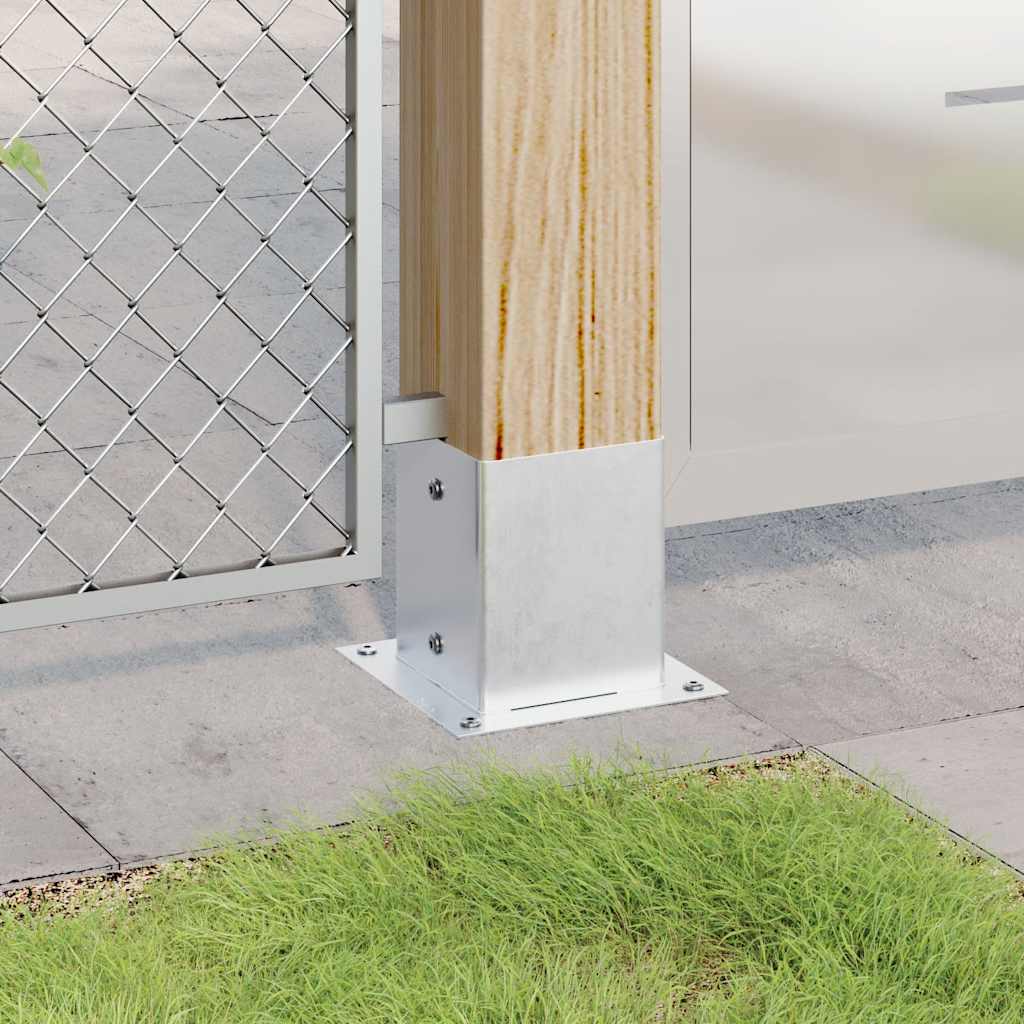 vidaXL Baze stâlp pătrate 12 buc Argintiu 101x101 mm Oțel galvanizat vidaXL Baze stâlp pătrate 12 buc Argintiu 101x101 mm Oțel galvanizat