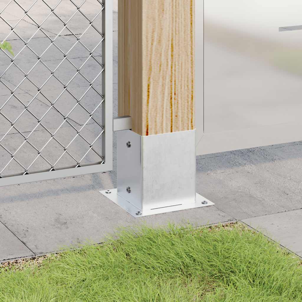 vidaXL Baze stâlp pătrate 12 buc Argintiu 121x121 mm Oțel galvanizat vidaXL Baze stâlp pătrate 12 buc Argintiu 121x121 mm Oțel galvanizat