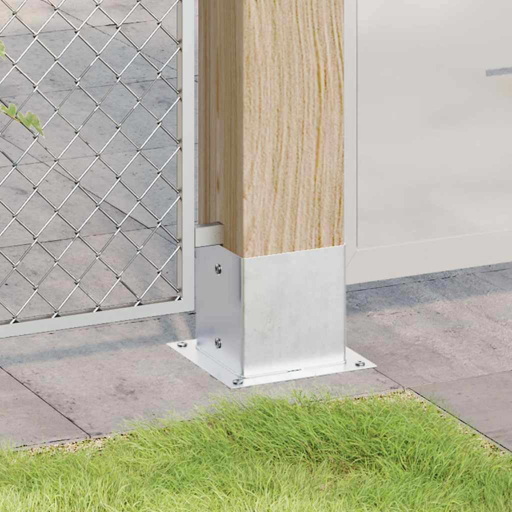 vidaXL Baze stâlp pătrate 12 buc Argintiu 141x141 mm Oțel galvanizat vidaXL Baze stâlp pătrate 12 buc Argintiu 141x141 mm Oțel galvanizat