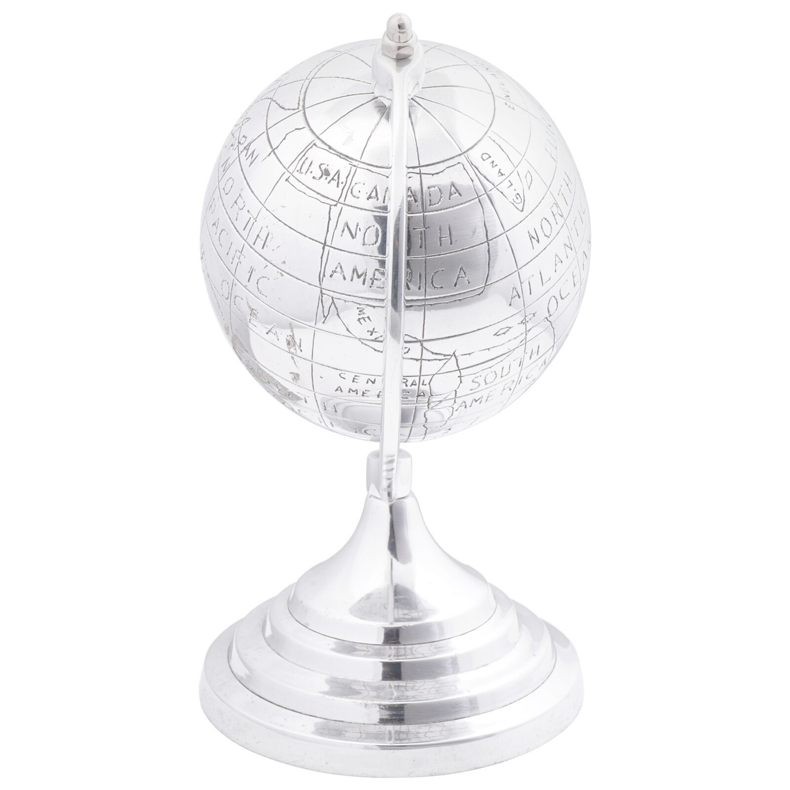 vidaXL Sculptură glob, argintiu, 16.5x14x26 cm, aluminiu vidaXL Sculptură glob, argintiu, 16.5x14x26 cm, aluminiu