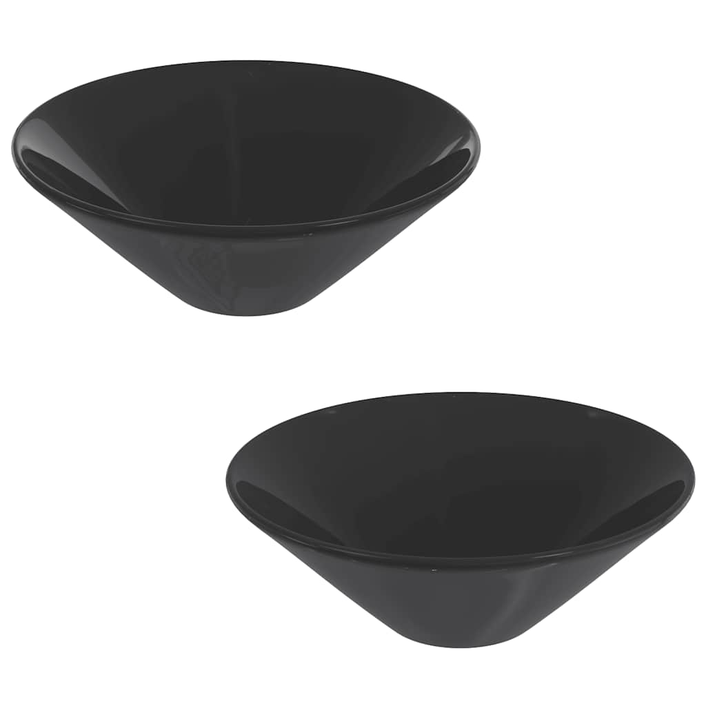 vidaXL Lavoare 2 buc Negru lucios Ø42x14 cm Ceramic vidaXL Lavoare 2 buc Negru lucios Ø42x14 cm Ceramic