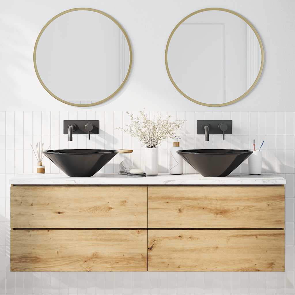 vidaXL Lavoare 2 buc Negru lucios Ø42x14 cm Ceramic vidaXL Lavoare 2 buc Negru lucios Ø42x14 cm Ceramic