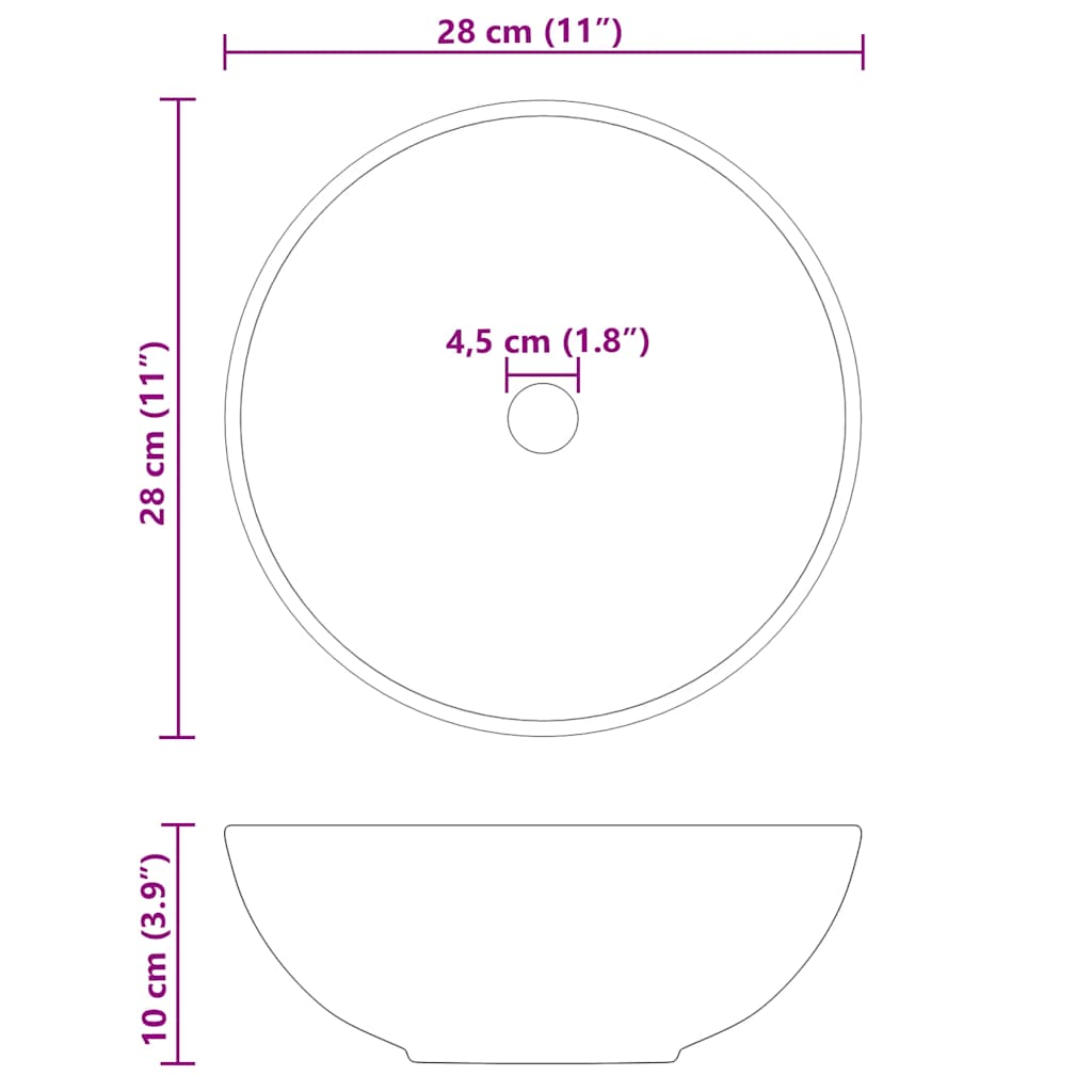 vidaXL Lavoar negru lucios Ø28x10 cm ceramică vidaXL Lavoar negru lucios Ø28x10 cm ceramică