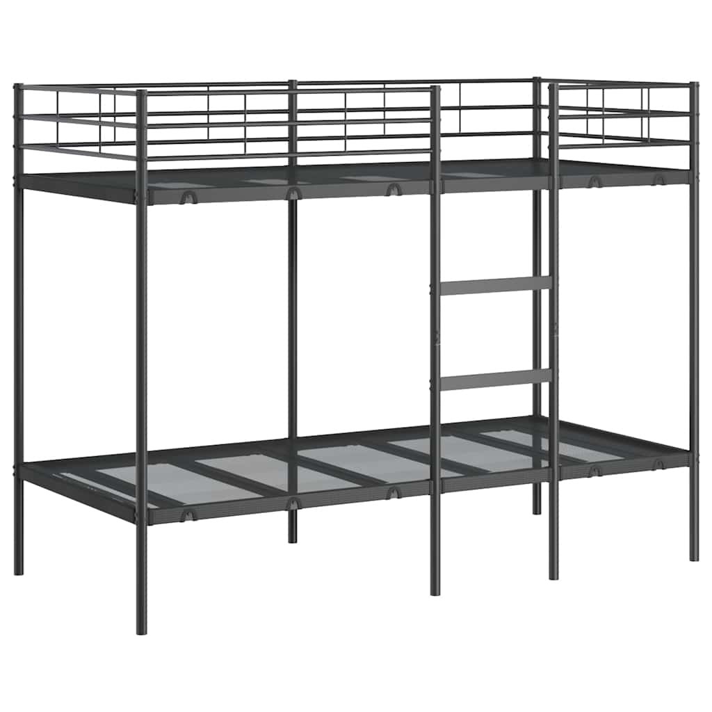 vidaXL Pat supraetajat fără saltea negru 100x190 cm oțel vidaXL Pat supraetajat fără saltea negru 100x190 cm oțel