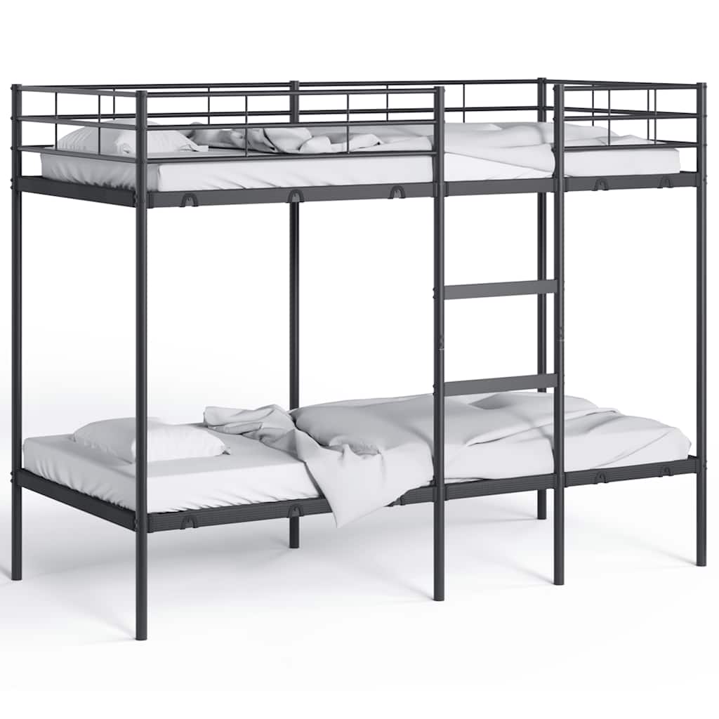vidaXL Pat supraetajat fără saltea negru 100x190 cm oțel vidaXL Pat supraetajat fără saltea negru 100x190 cm oțel