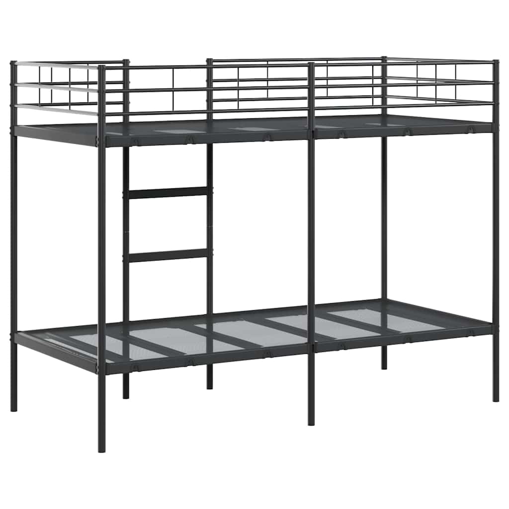 vidaXL Pat supraetajat fără saltea negru 100x190 cm oțel vidaXL Pat supraetajat fără saltea negru 100x190 cm oțel