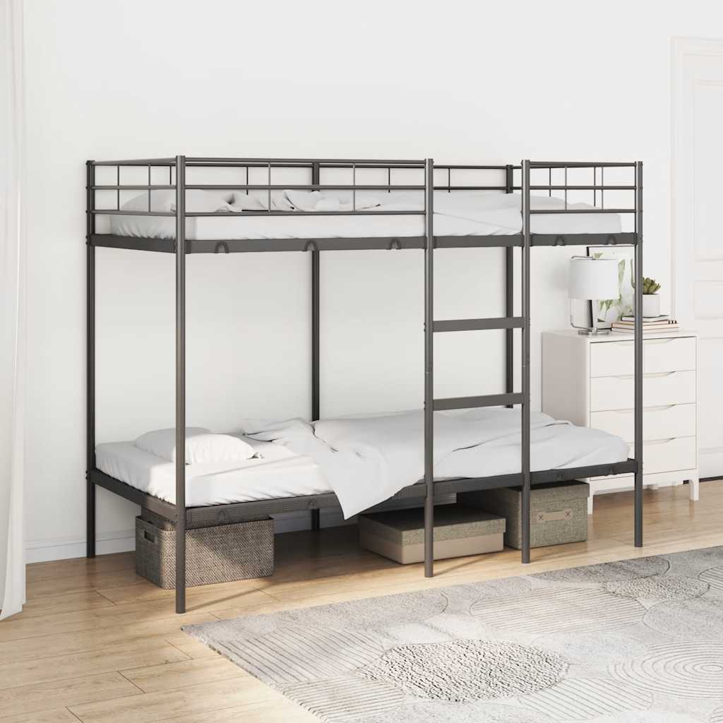 vidaXL Pat supraetajat fără saltea negru 100x190 cm oțel vidaXL Pat supraetajat fără saltea negru 100x190 cm oțel