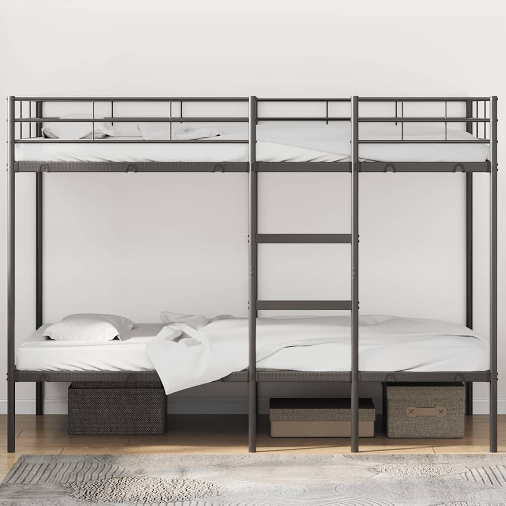 vidaXL Pat supraetajat fără saltea negru 107x203 cm oțel vidaXL Pat supraetajat fără saltea negru 107x203 cm oțel