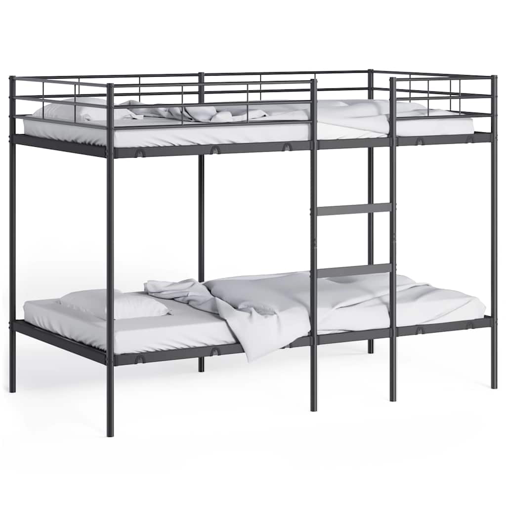 vidaXL Pat supraetajat fără saltea negru 107x203 cm oțel vidaXL Pat supraetajat fără saltea negru 107x203 cm oțel