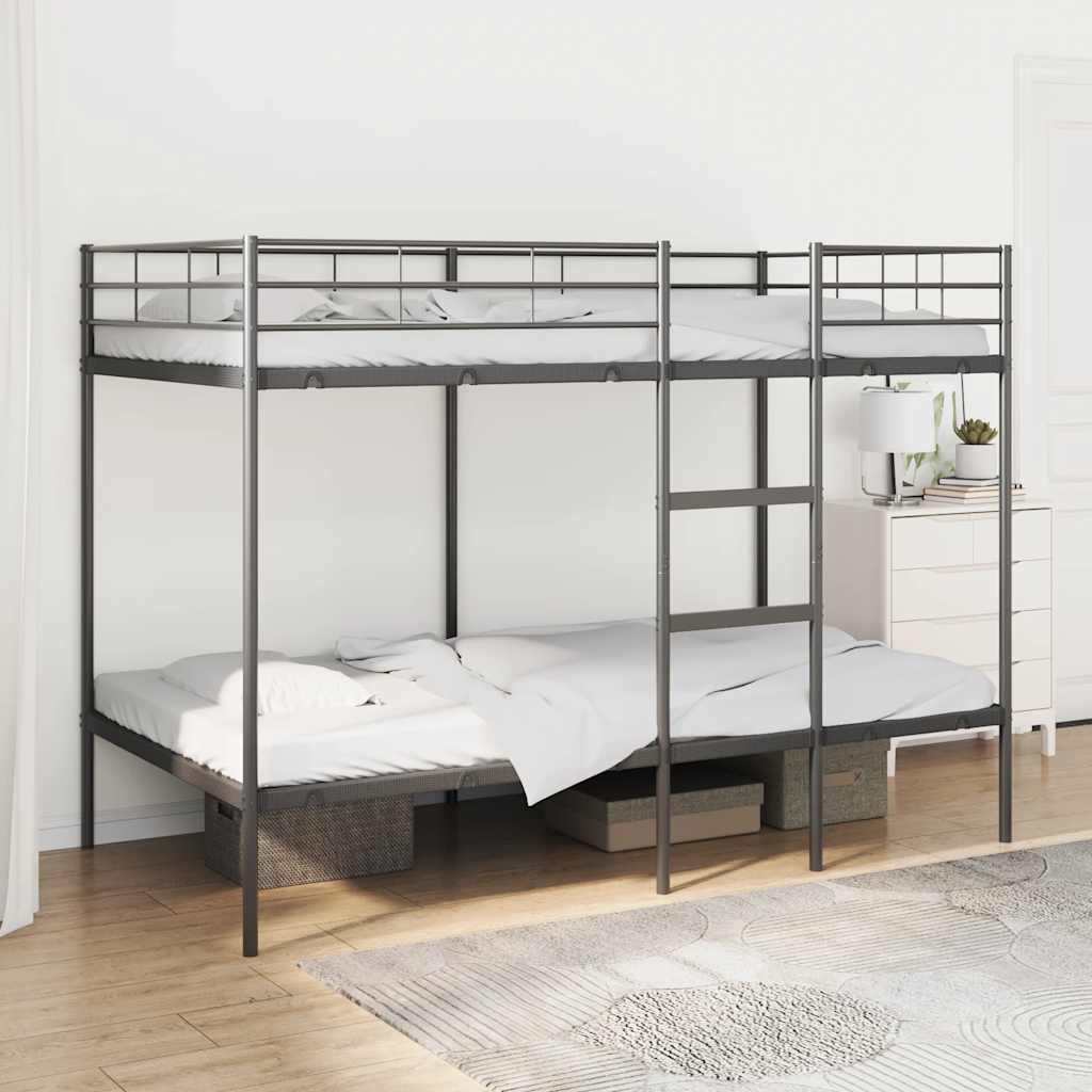 vidaXL Pat supraetajat fără saltea negru 107x203 cm oțel vidaXL Pat supraetajat fără saltea negru 107x203 cm oțel