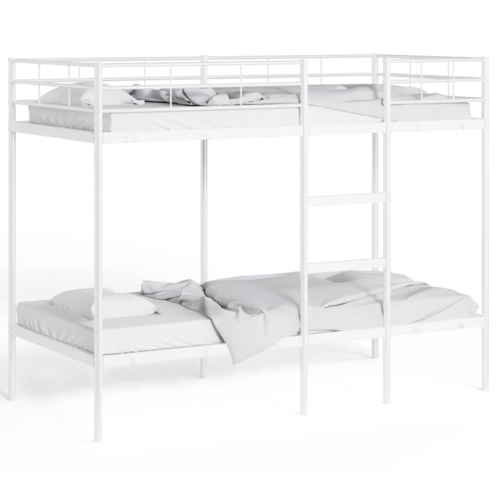 vidaXL Pat supraetajat fără saltea alb 90x190 cm oțel