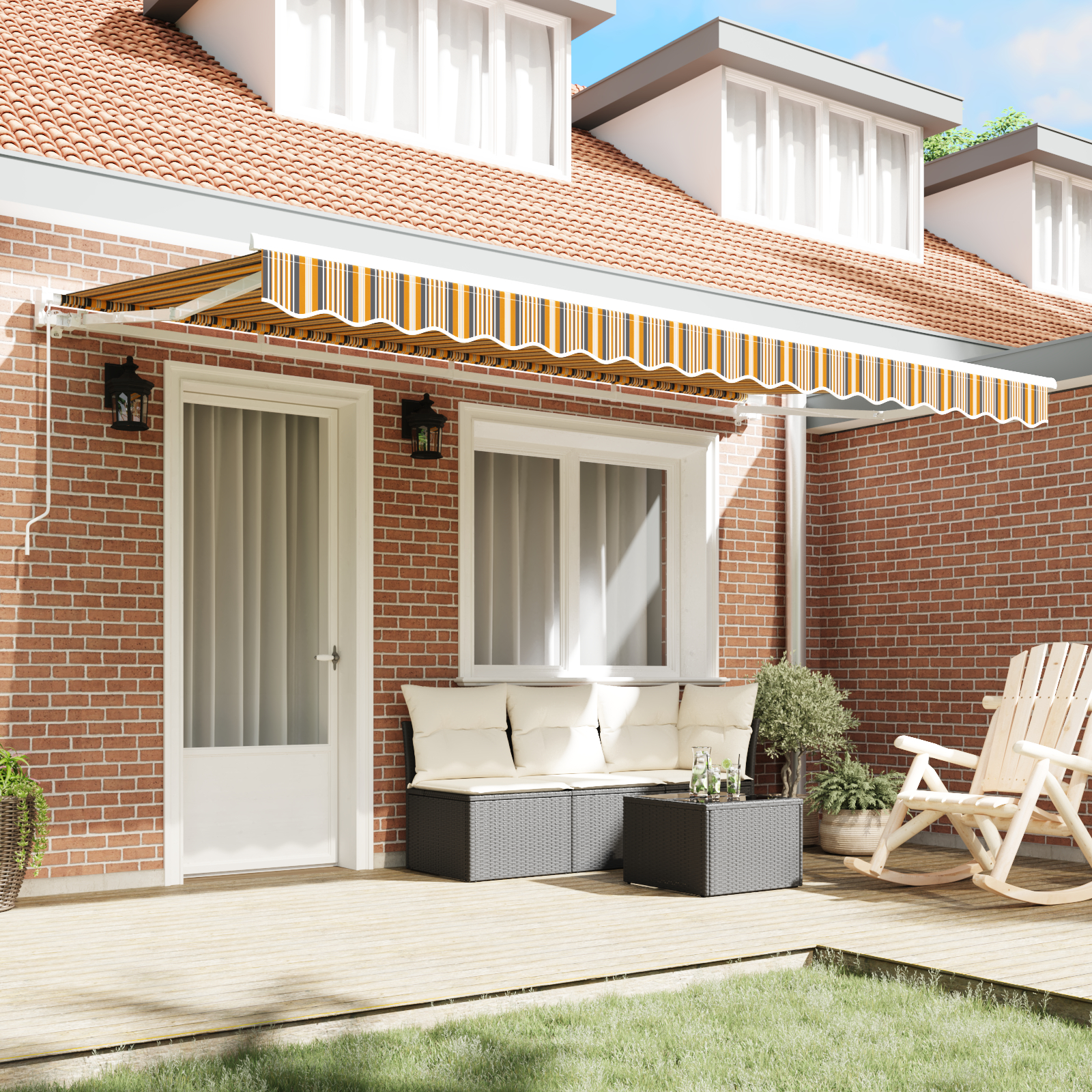 vidaXL Material de Înlocuire pentru Marchiză pentru cadru de 4x2 m cu design multicolor în dungi