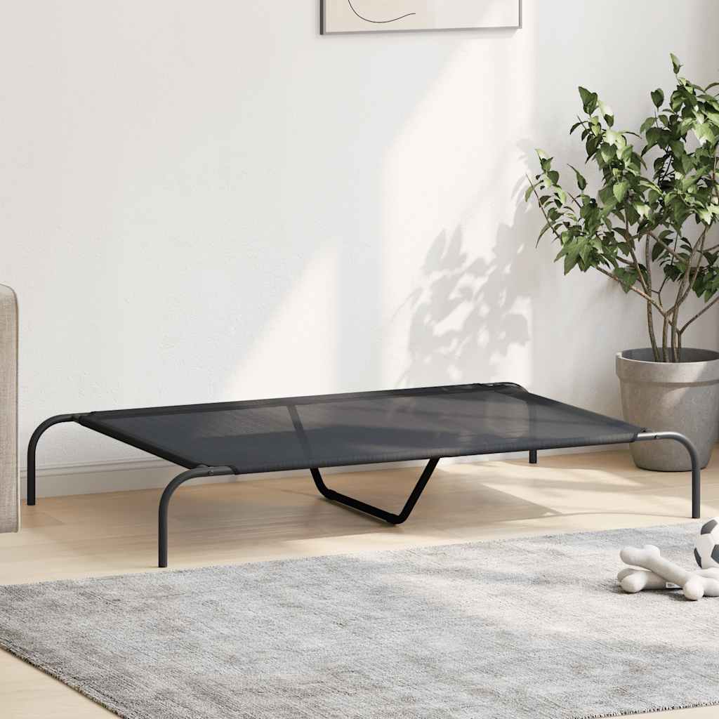 vidaXL Pat înălțat pentru câini negru 130x80x20 cm Textilenă și oțel