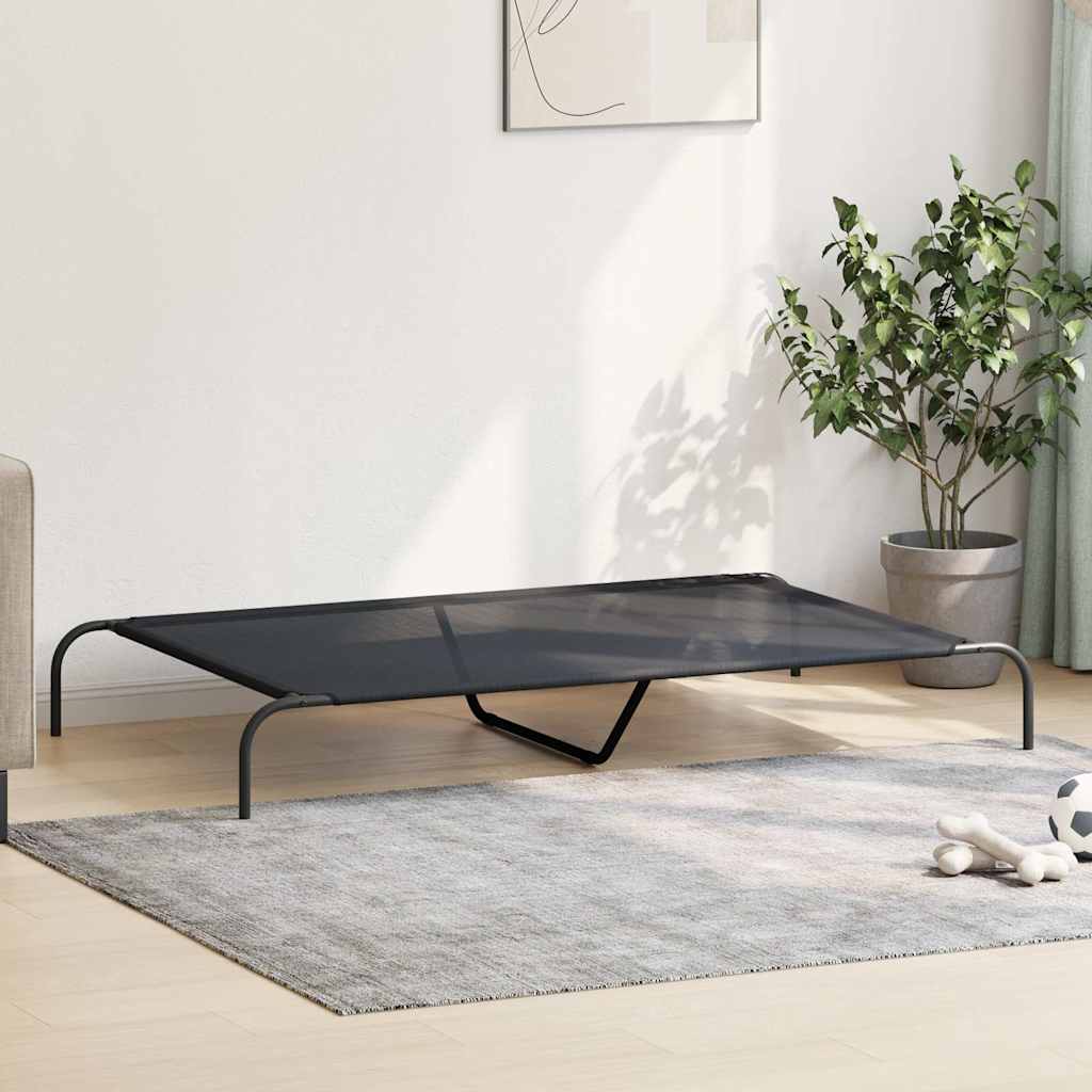 vidaXL Pat înălțat pentru câini negru 150x90x20 cm Textilenă și oțel vidaXL Pat înălțat pentru câini negru 150x90x20 cm Textilenă și oțel