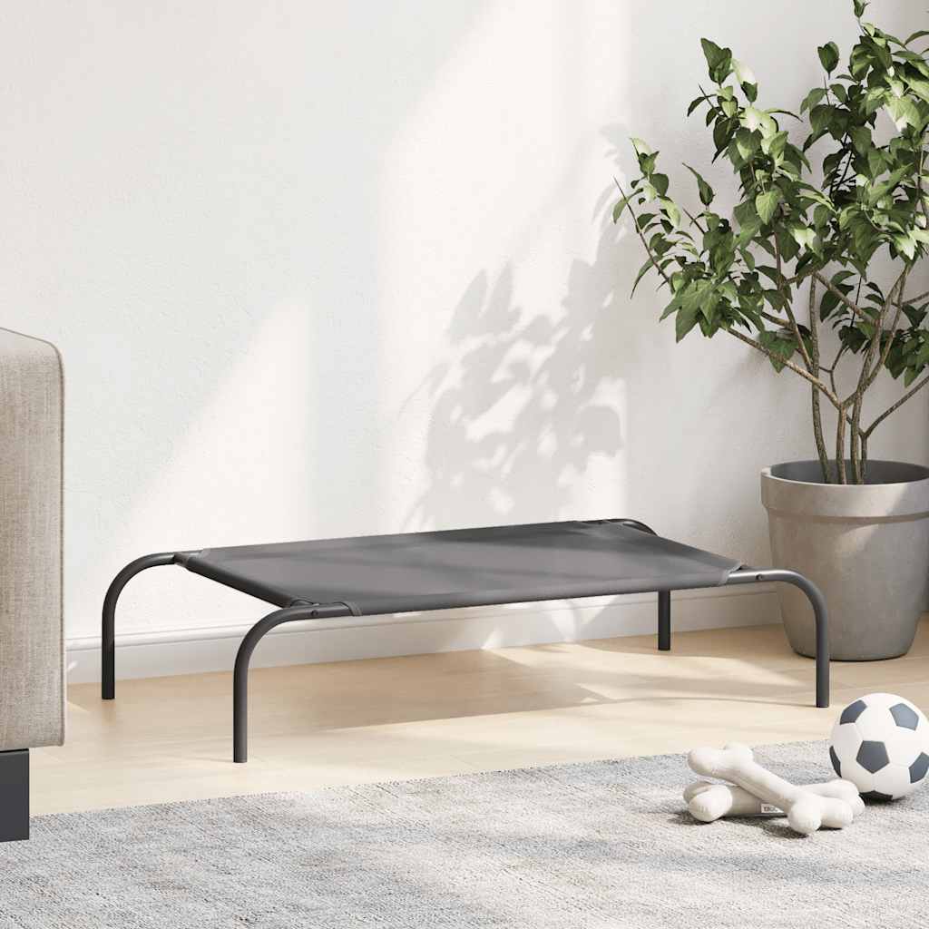 vidaXL Pat înălțat pentru câini gri 90x50x20 cm Textilenă și oțel vidaXL Pat înălțat pentru câini gri 90x50x20 cm Textilenă și oțel